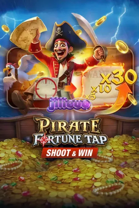 Pirate Fortune Tap game interface featuring a cannon on a ship deck.
